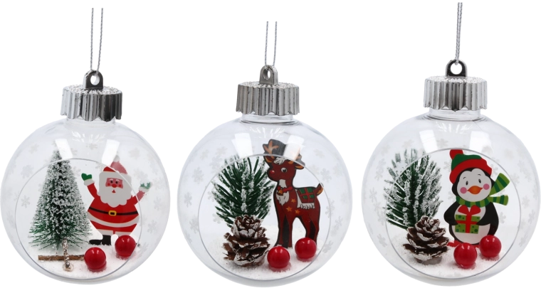 Božična prozorna bunka z zimsko sceno 8 cm