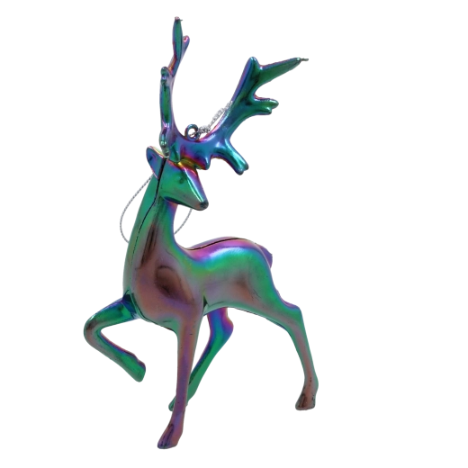 Božični okras severni jelen z mavričnim bisernim učinkom 10 × 15 cm