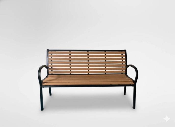 Vrtna klop z imitacijo lesa, rjava 125 × 60 × 80 cm