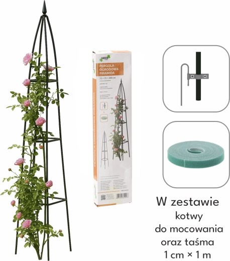 Vrtna obelisk pergola piramida 31 × 31 × 200 cm z sidri