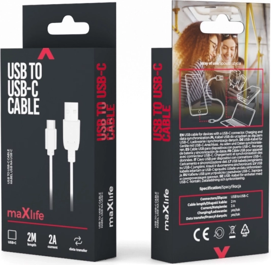 Maxlife USB – USB‑C kabel 2 m bel