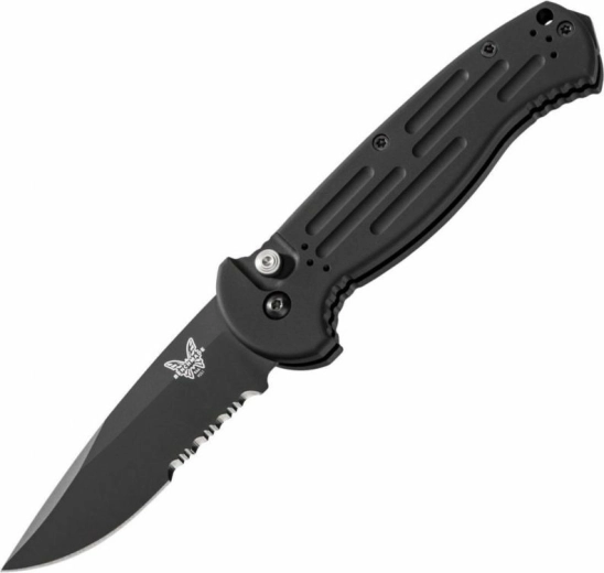 Benchmade AFO II avtomatski žepni nož 9 cm, črn Cerakote, etui Cordura