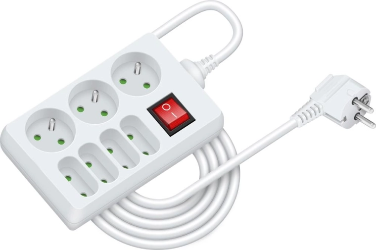 Retlux Extension Lead with Switch, 3 m, 7 Sockets