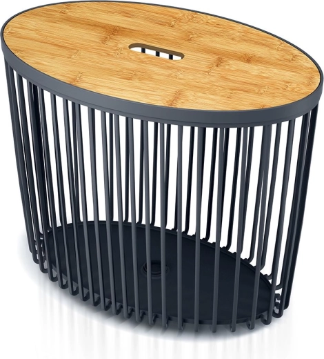Univerzalna ovalna košara z bambusovim pokrovom 56,8 cm, antracit