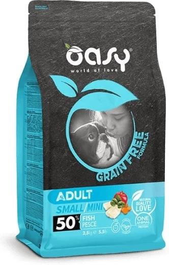 Oasy brezžitarne brikete za odrasle pse Small/Mini z ribo 2,5 kg