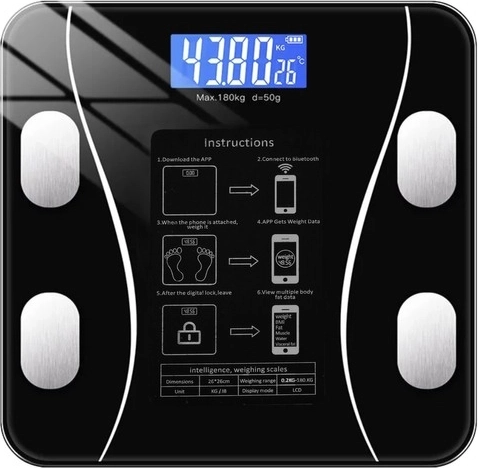 pametna kopalniška tehtnica z Bluetooth RUHHY, 8-v-1, do 180 kg