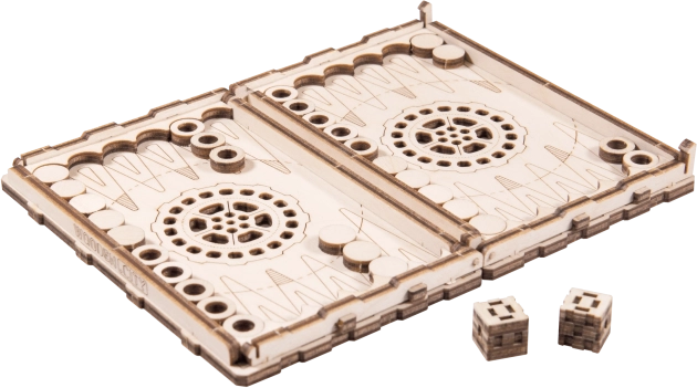 Wooden 3D Backgammon puzzle by Wooden.City