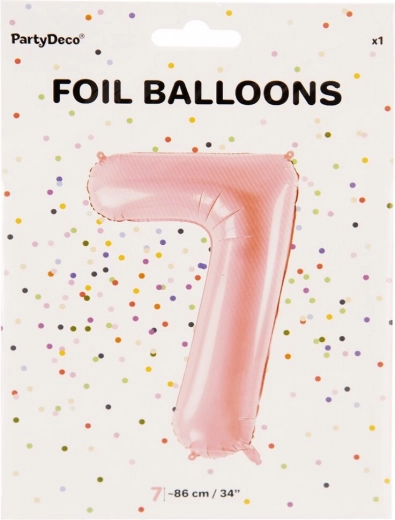 Folijski balon številka 7 roza 86 cm