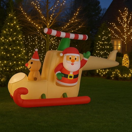 Napenljivi Božiček v saneh z LED, 160 cm