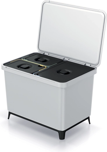 Ločevalni koš za odpadke PROSPERPLAST Systema 1×23 l + 2×10 l, pepelnato siv