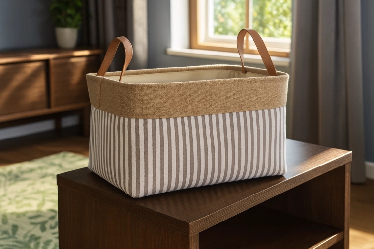 Tekstilna shranjevalna košara s črtami 30 × 40 × 24 cm