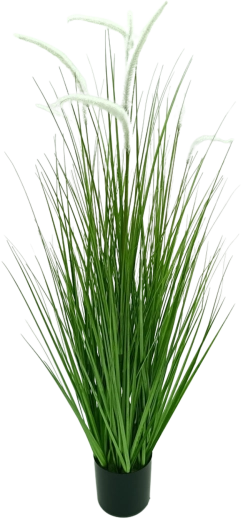 Umetna okrasna trava pennisetum v loncu, bela, 120 cm