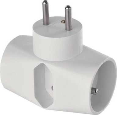 Večnamenska vtičnica EMOS 2× okrogla + 1× pravokotna, bela