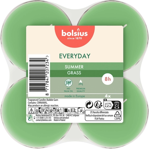Maxi čajne svečke Summer Grass, komplet 4 kosov