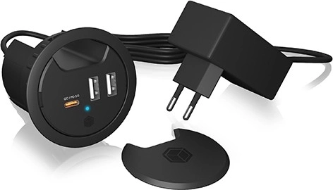 namizna polnilna postaja IB-HUB1407, 2× USB‑A in 1× USB‑C za odprtino 60 mm