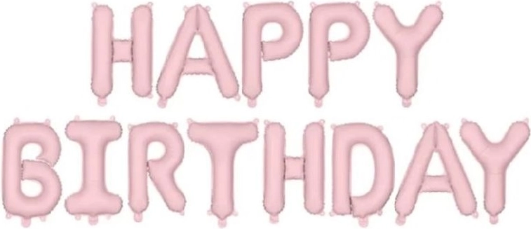 Folijski balonski napis Happy Birthday roza 340 × 35 cm