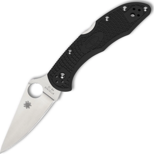 Spyderco Delica 4 – black EDC folding knife with full flat grind, VG-10, FRN handle