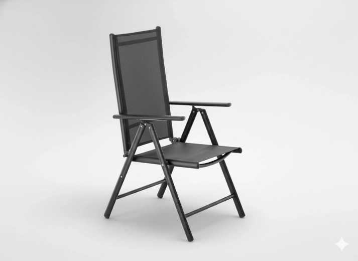 Zložljiv aluminijast vrtni stol, siv 66 × 56 × 107 cm