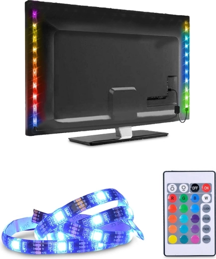 Solight LED RGB trak za TV in računalnik 2 × 50 cm USB s stikalom in daljinskim upravljalnikom