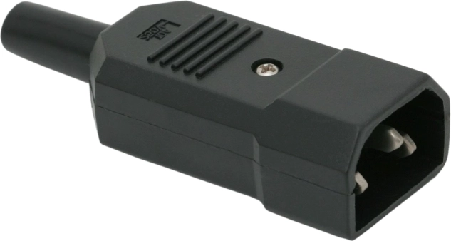 Black Mains Plug with Strain Relief