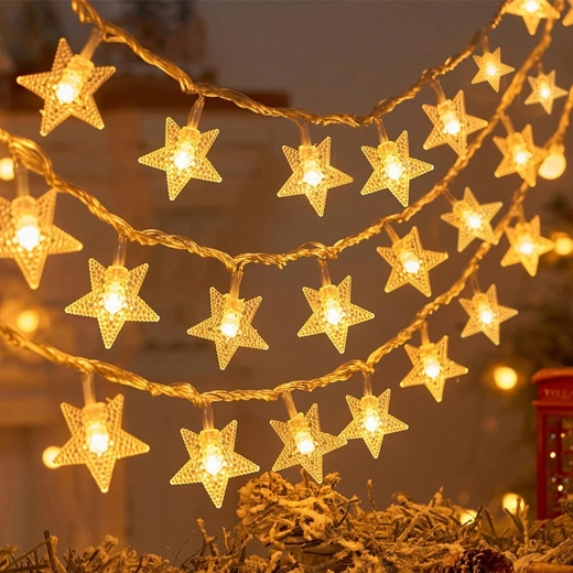 Christmas star string lights, 100 LEDs, warm white, 10 m