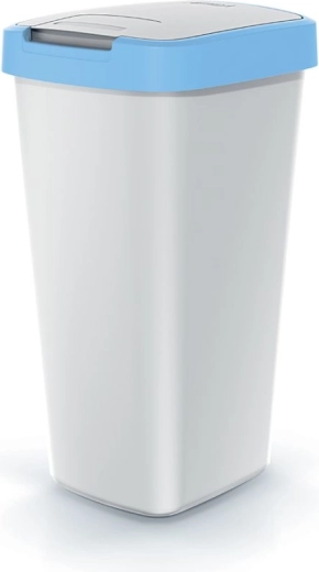 Koš za odpadke 25 l z pokrovom Compacta Q, pepelnato siv z svetlomodrim okvirjem