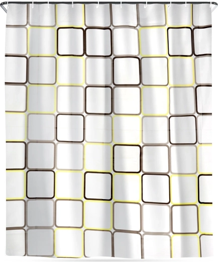 Tuš zaves s kavlji, vodoodporen, kvadrati 180 × 180 cm