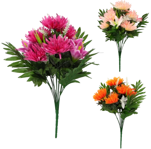 Umetni šopek lilij in krizantem 42 × 24 × 24 cm