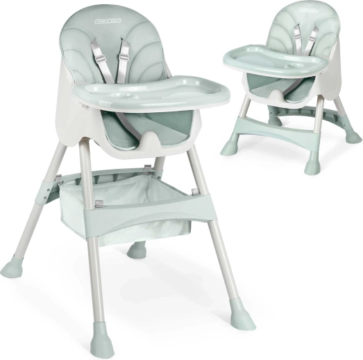 Visok stolček za hranjenje z mizico Milo zelen 3v1