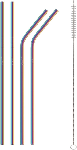Lamart colorful stainless steel straws, 5 pcs