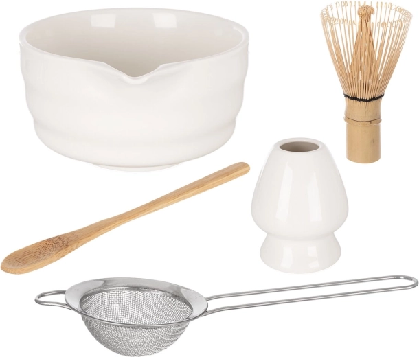 Komplet za pripravo matcha čaja iz porcelana in bambusa
