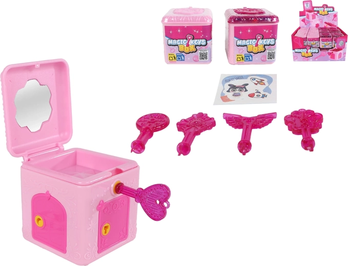 Škatlica presenečenja na ključek 5 × 6 × 5,5 cm – mešanica motivov in barv, pakiranje 24 kos