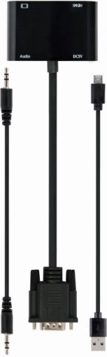 Pretvornik VGA v HDMI + VGA črn, 15 cm