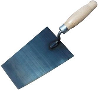 Zidarska žlica 180 × 130 mm, jeklo z lesenim ročajem, črna