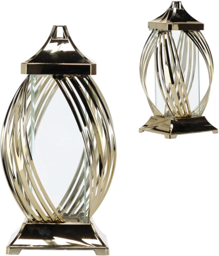 Kovinski lampijon 40 cm z dekorativnim trakom – zlati ali srebrni