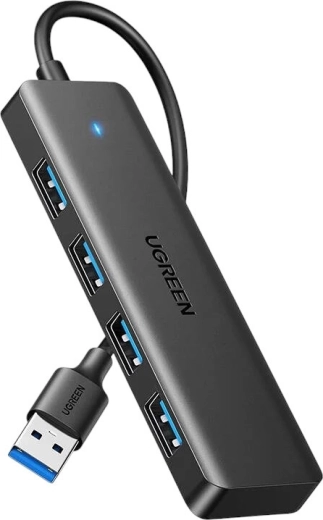 UGREEN USB-A razdelilnik 4v1 (1× USB-A na 4× USB-A), črn
