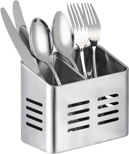 Nerjavno stojalo za pribor z 2 predelki 16 × 9 × 13 cm