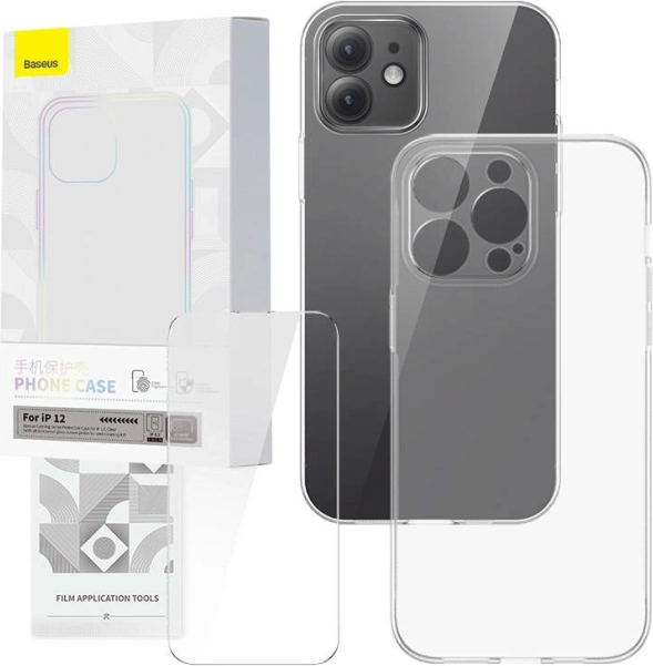 Prozoren ovitek in kaljeno steklo BASEUS CORNING za iPhone 12