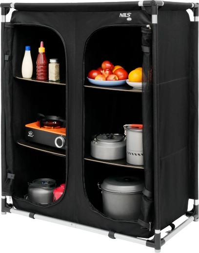 Tri ravni shranjevalnega prostora s trdnimi policami