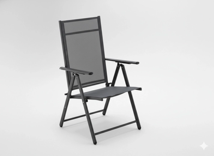 Zložljiv jeklen vrtni stol, siv, 66 × 53 × 107 cm