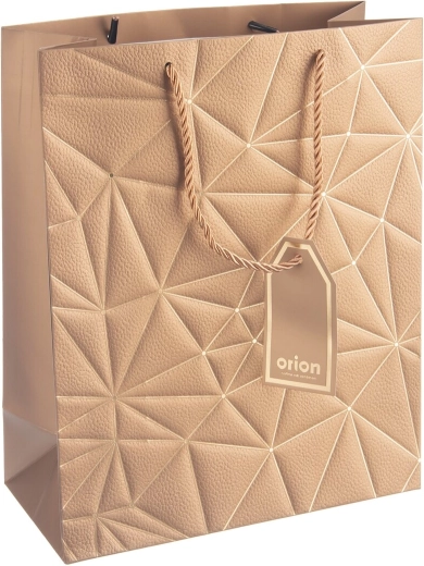 Gift Paper Bag with Grid Pattern – Gold