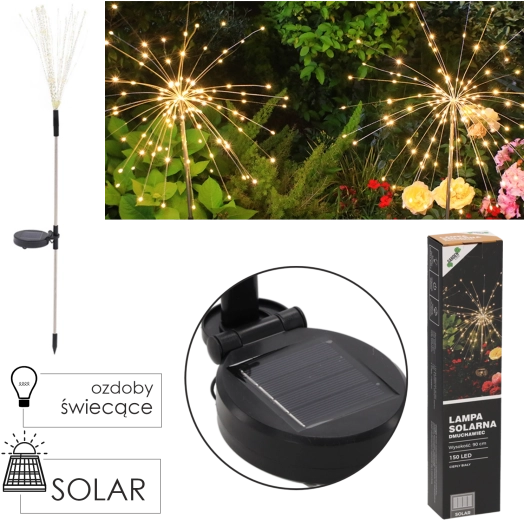 Sončna vrtna svetilka Regrat, 150 LED, topla bela, 90 cm
