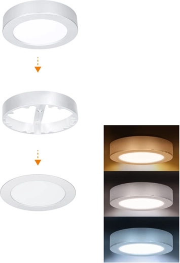 Solight kopalniški LED mini panel 2v1 3CCT 12 W IP54 srebrn okrogel – 1 kos