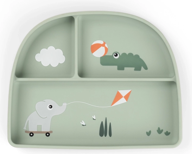 Done by Deer prisesalni deljeni krožnik Stick&Stay Playground zelen