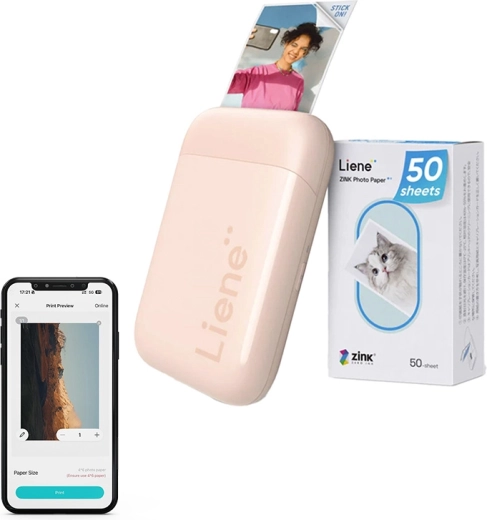 Prenosni fotografski tiskalnik Liene Pearl 2x3, rožnata