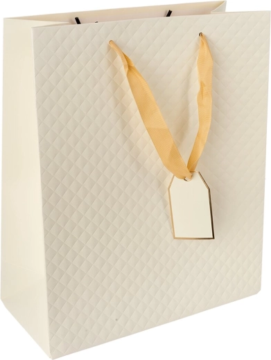 Quilt paper gift bag 26 × 12 × 32 cm – Beige
