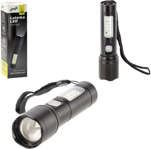 Žepna LED svetilka z USB‑C, 7 načini, točkovna in razpršena svetloba