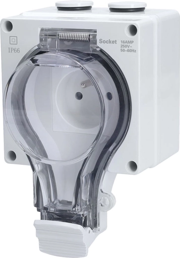 Solight zunanja vtičnica 230 V 16 A IP66 s prozornim pokrovom