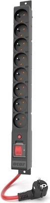 Prenapetostni podaljšek Acar R8 Power, 8× 230 V, 1,5 m, črna, 16 A