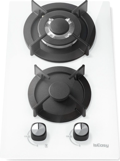 Plinska vgradna kuhalna plošča ISEASY 2 gorilnika bela steklena
